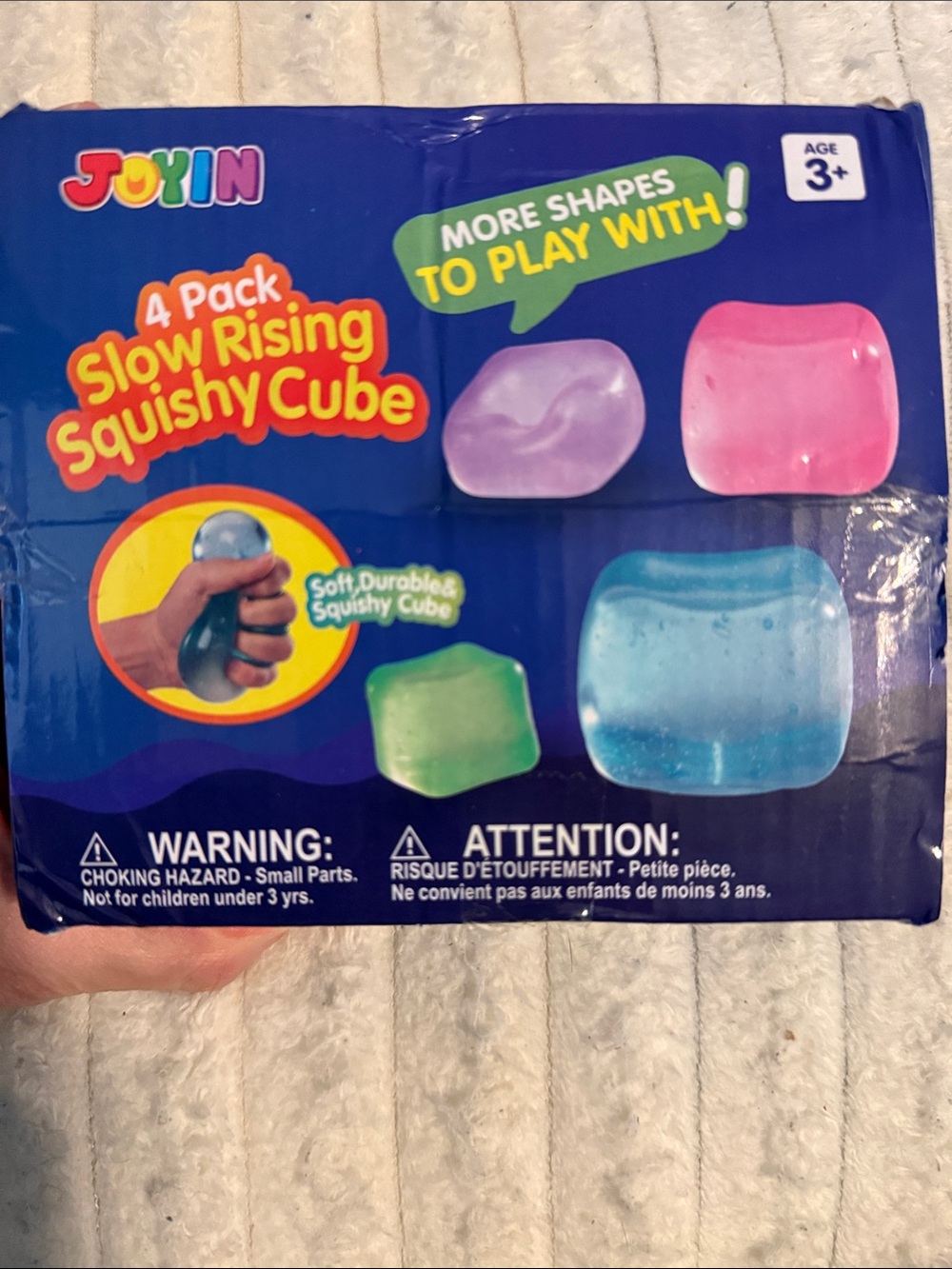 Slow-Rising Squishy Cubes 4-Pack - Pink, Purple, Green, Blue
